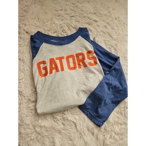 Florida Gators Raglan Tee Next Level Grey Blue 3/4 Sleeve Sporty Indie M